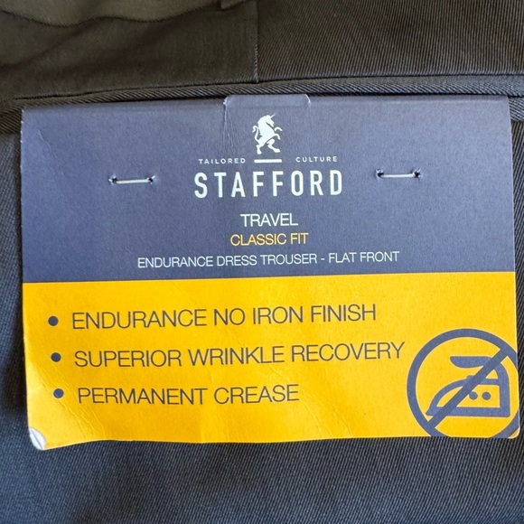 Stafford Travel Pants 38x32 Grey Endurance Trousers Classic Fit No Iron Business - Picture 16 of 16